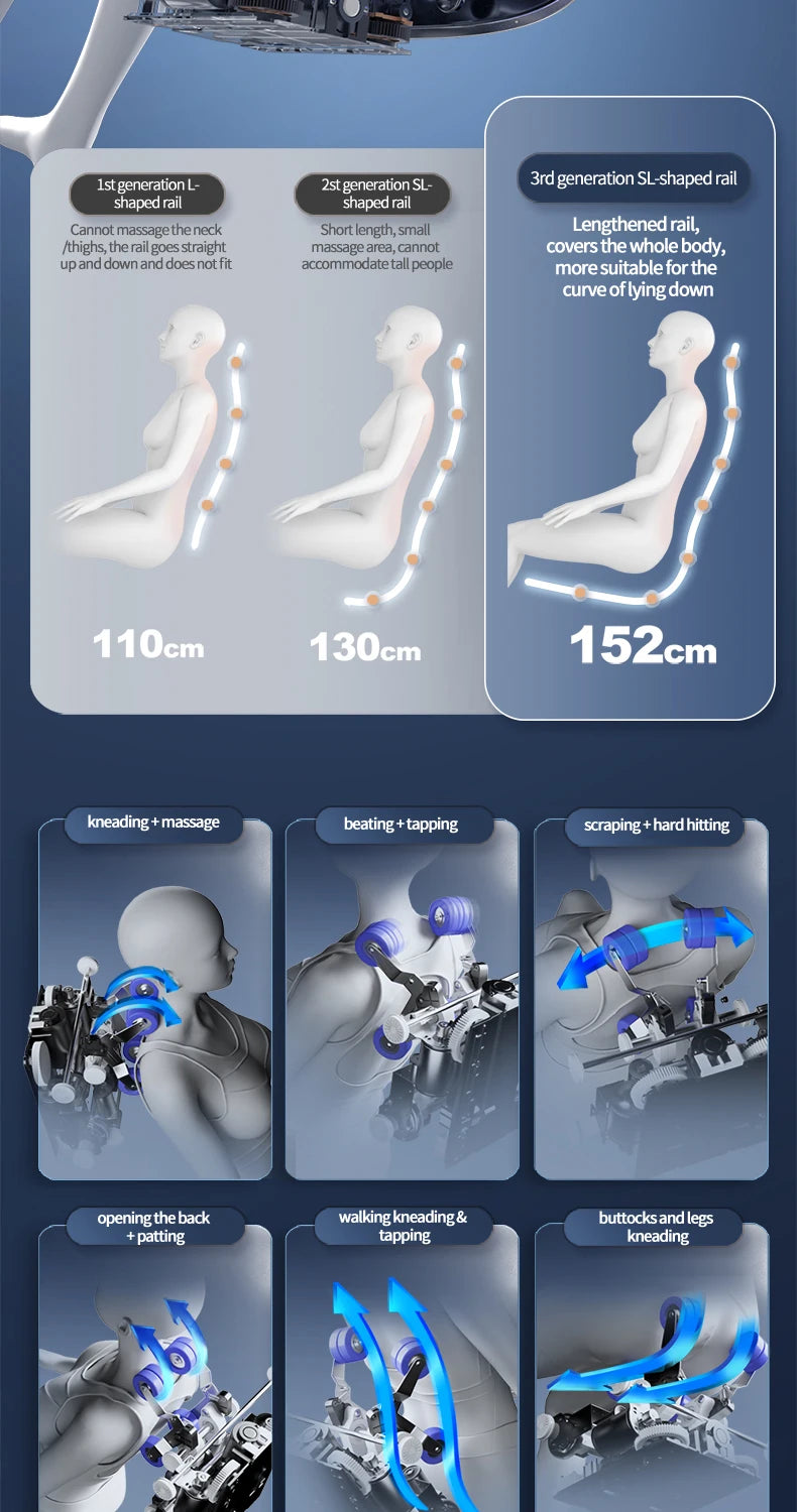 Electric Zero Gravity Massage Chair Leisure Sofa with Longer SL Track Full Body Airbag Knead Shiatsu Calf Roller for Relaxation