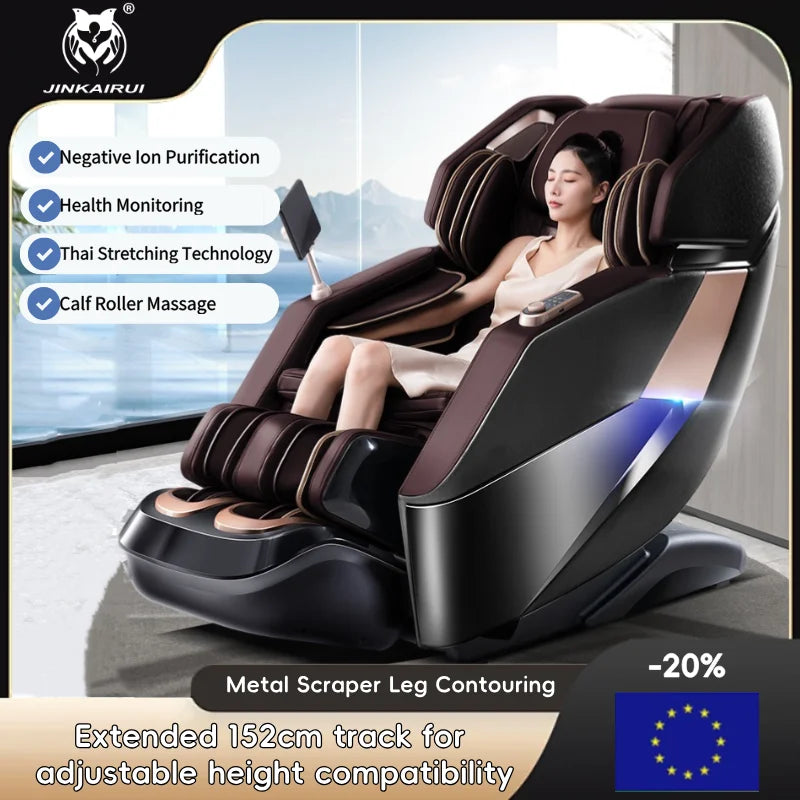 Electric Zero Gravity Massage Chair Leisure Sofa with Longer SL Track Full Body Airbag Knead Shiatsu Calf Roller for Relaxation