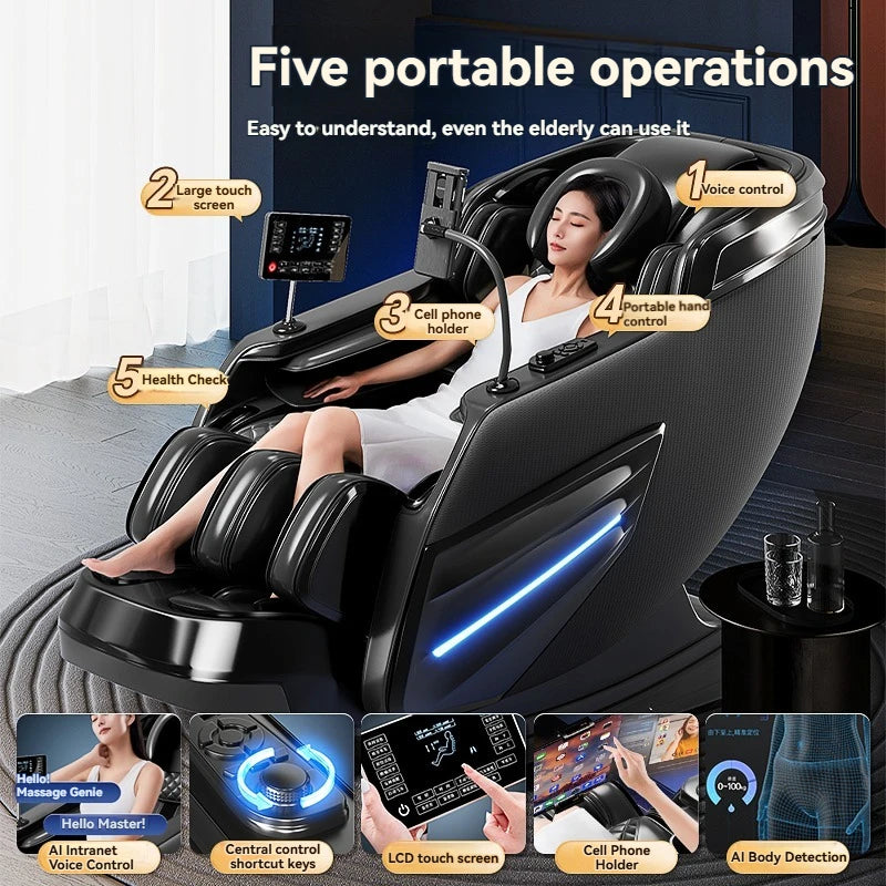 6D Smart Full Body Massage Chair Zero Gravity Relaxing Massage Recliner Chairs with SL-Track Bluetooth Speaker Heating Massage