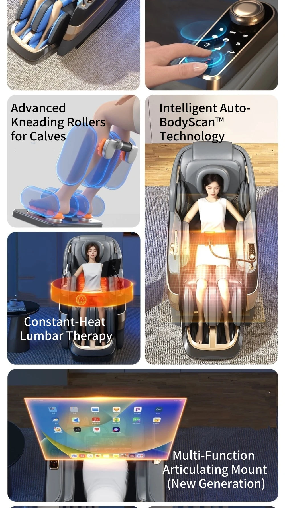 Jade-Inspired 4D Flex Mechanism SL-Track Massage Chair Lotus-Silicone Massage Nodes with Calf Kneading Roller Home Leisure Sofa