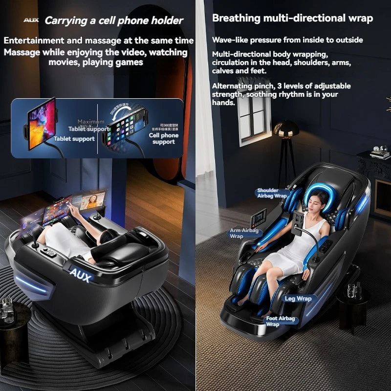 6D Smart Full Body Massage Chair Zero Gravity Relaxing Massage Recliner Chairs with SL-Track Bluetooth Speaker Heating Massage