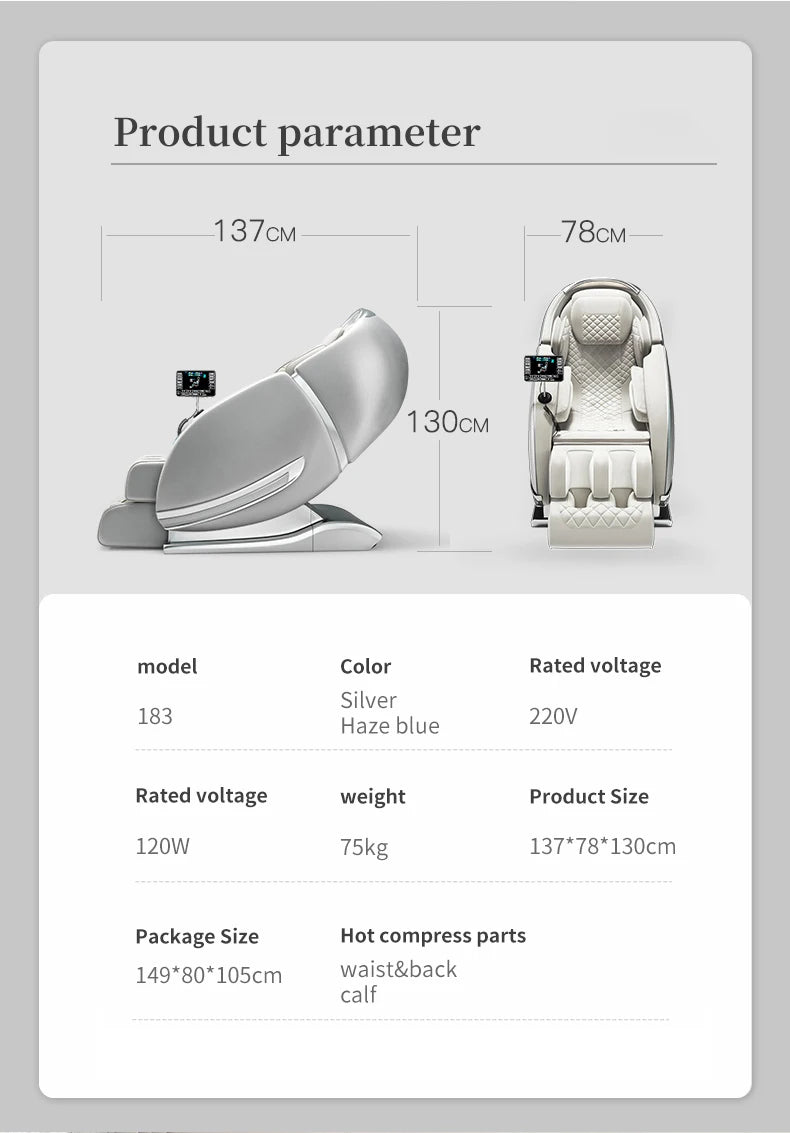 2 Year Warranty 4D SL Airbag Zero Gravity full body Massage Chair Home 3D Office Foot Roller Shiatsu Office Chair Massage Sofa