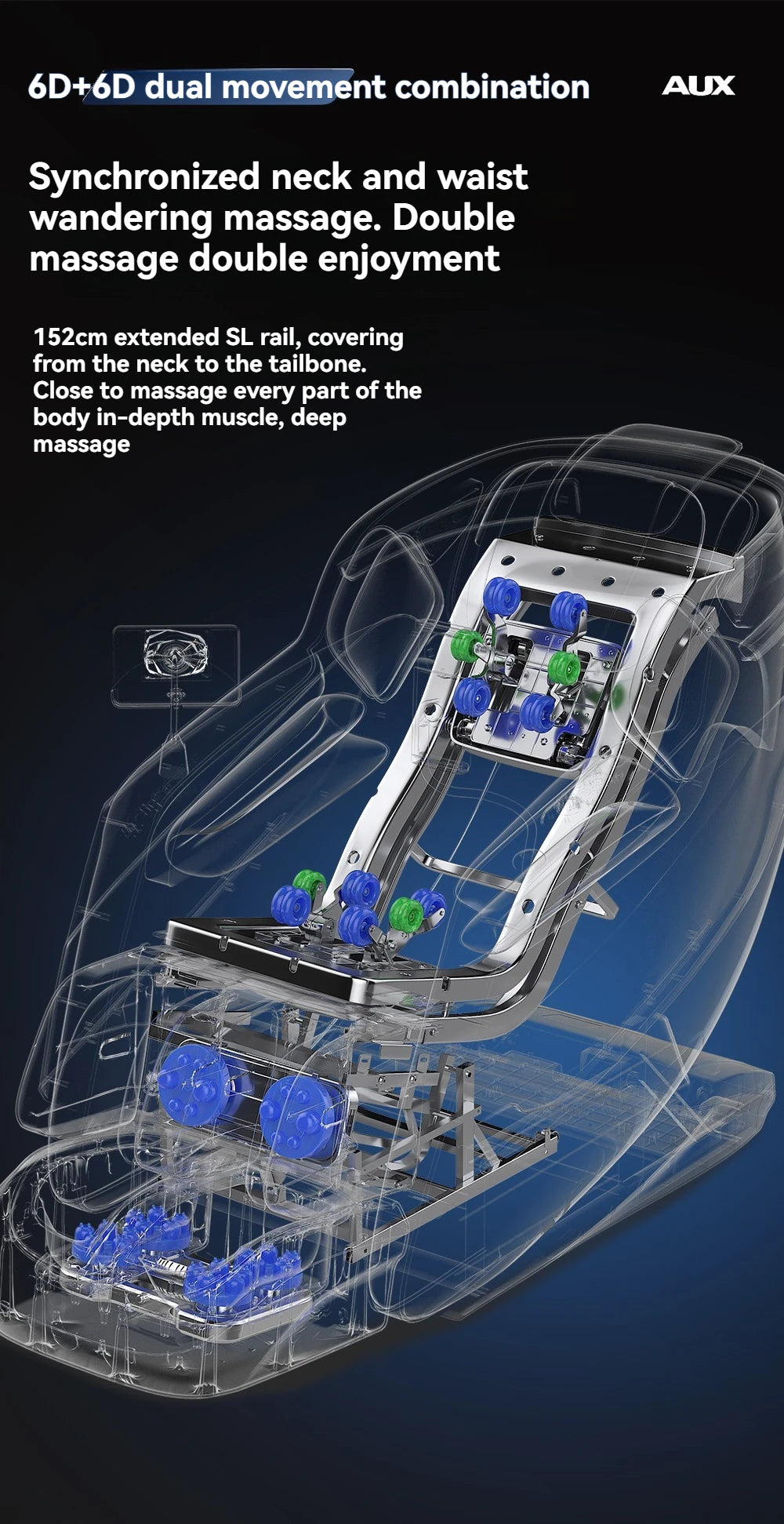 6D+6D Massage Chair Full Body Zero Gravity SL-Track Shiatsu Heating Massage Chairs with Body Scan Yoga Stretch Calf Extension