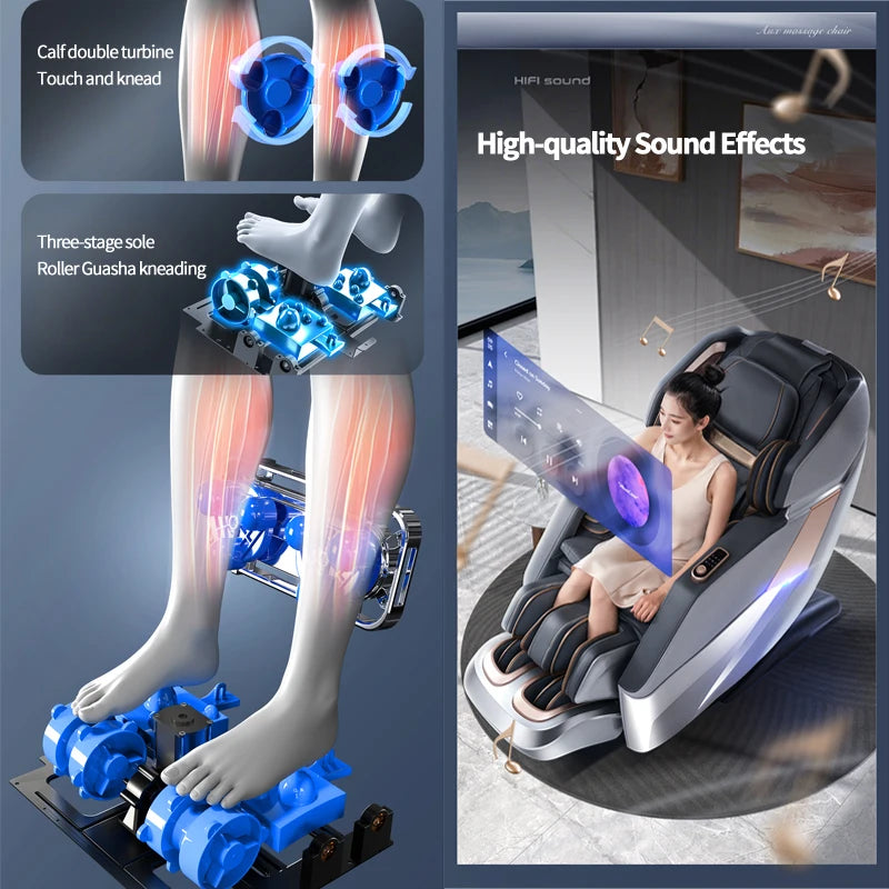Electric Zero Gravity Massage Chair Leisure Sofa with Longer SL Track Full Body Airbag Knead Shiatsu Calf Roller for Relaxation