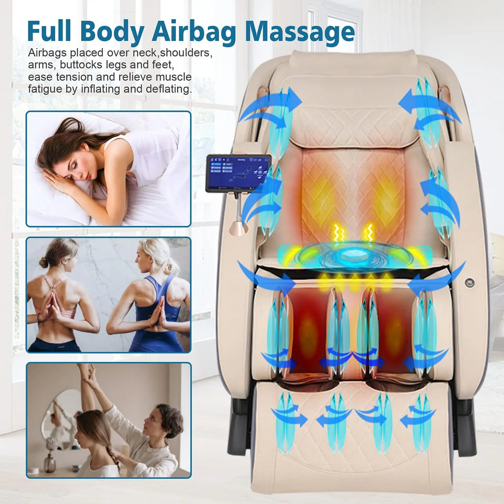 APP Control 4D Massage Chairs SL-Track Full Body Shiatsu Recliner Zero Gravity Massager with Yoga Stretching Foot Massage Roller