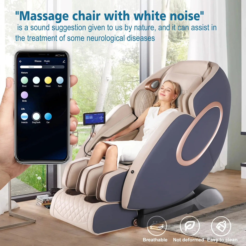 APP Control 4D Massage Chairs SL-Track Full Body Shiatsu Recliner Zero Gravity Massager with Yoga Stretching Foot Massage Roller