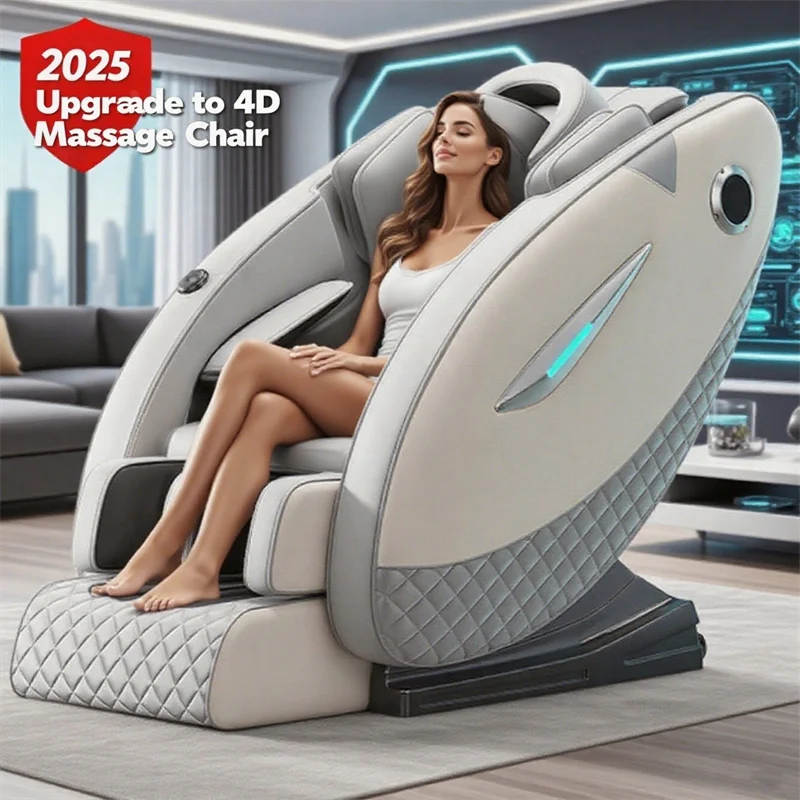 4D Relaxation Massage Chair Full Body 2025 Zero Gravity SL-Track Shiatsu Massage Recliner Chairs with Bluetooth Speaker AI Contr