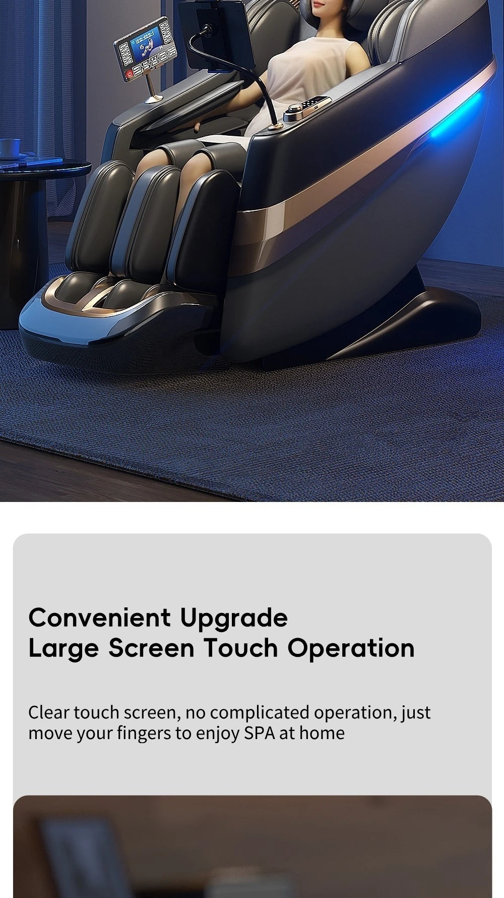 Jade-Inspired 4D Flex Mechanism SL-Track Massage Chair Lotus-Silicone Massage Nodes with Calf Kneading Roller Home Leisure Sofa