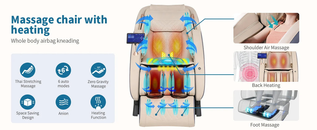 APP Control 4D Massage Chairs SL-Track Full Body Shiatsu Recliner Zero Gravity Massager with Yoga Stretching Foot Massage Roller