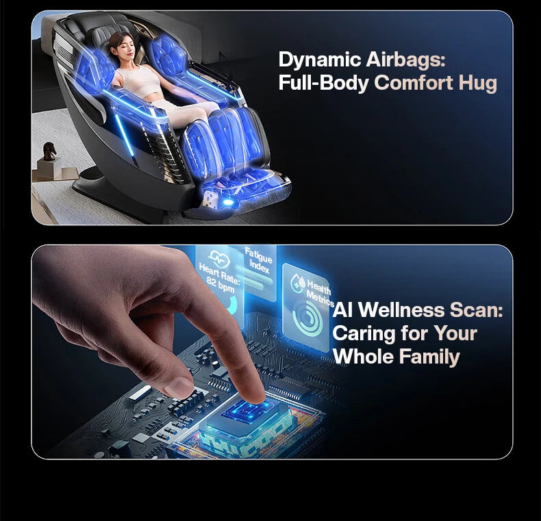 Dual Core Massage Chair Full Body 4D+3D Zero Gravity SL-Track Shiatsu Smart Massage Recliner Chairs with Body Scan, Heating