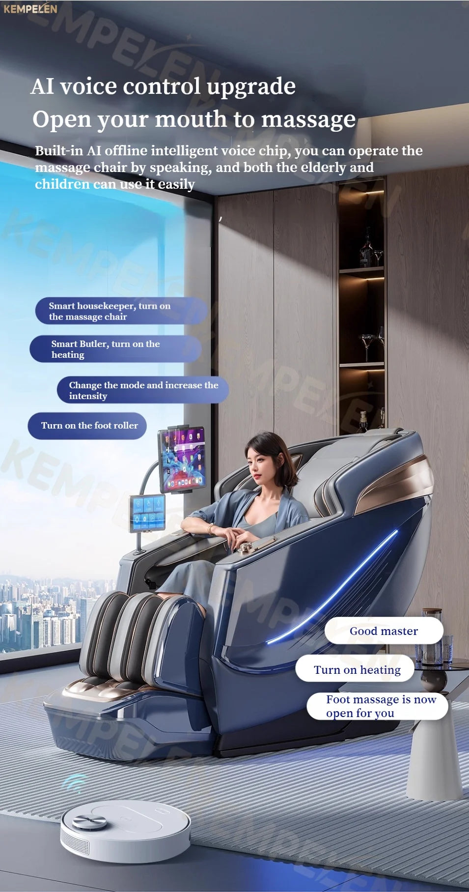 4D Full Body Massage Chair AI Voice Control Zero Gravity Thai Stretch Foot Scraping Blood Oxygen Monitor Home Relaxation
