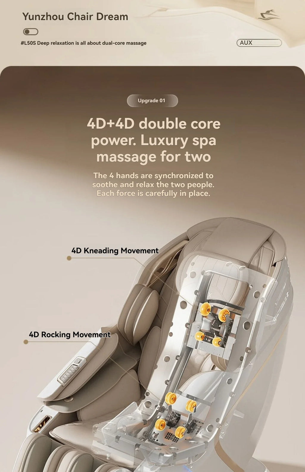 4D+4D Electric Massage Chair Full Body 24 Modes Zero Gravity SL-Track Shiatsu Smart Auto Massage Chairs with Heat System Massage