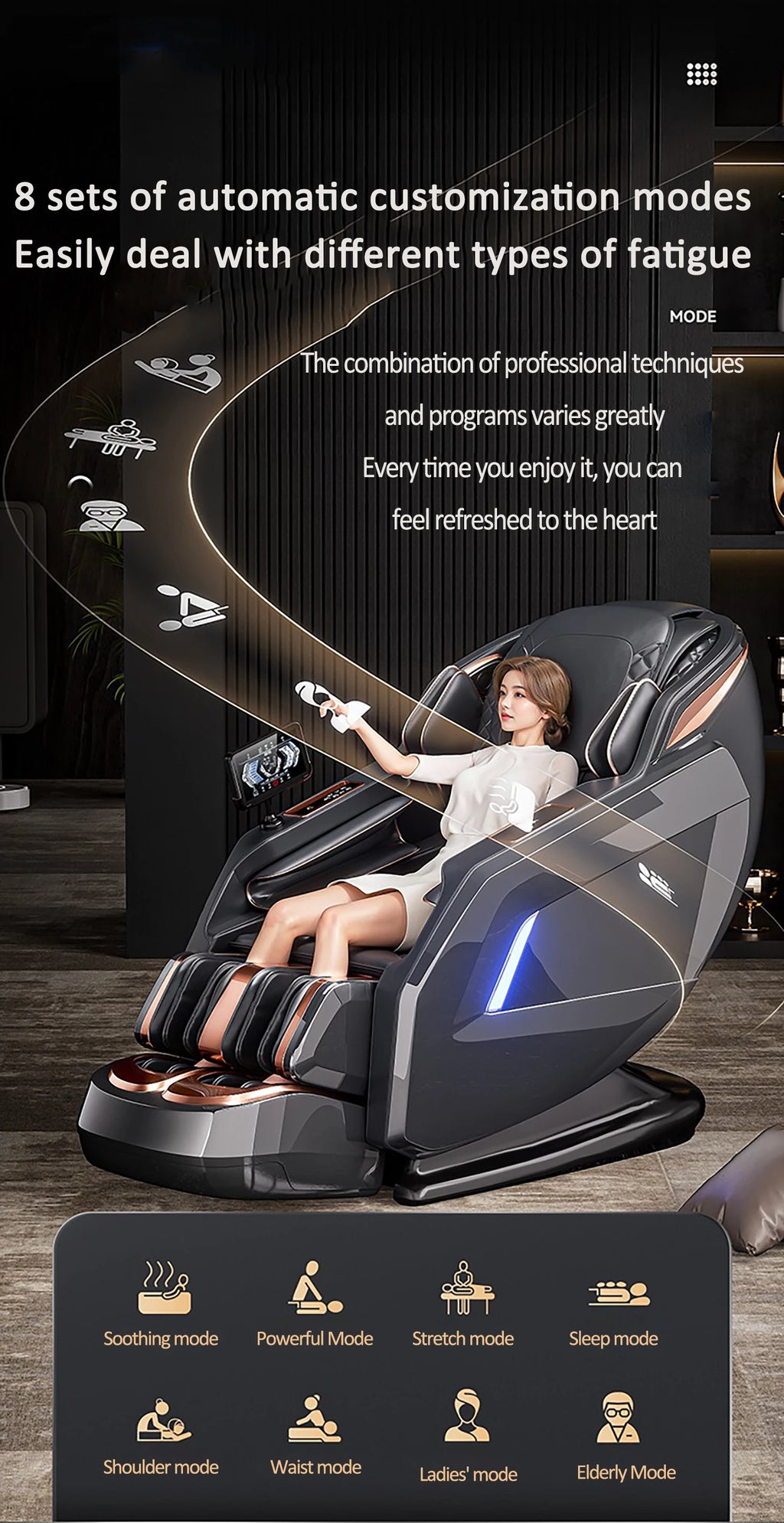 Best 4d Zero Gravity Massage Chair With SL Rail Design Full Body Airbag Massage Foot Rollers Bluetooth Audio Relaxation