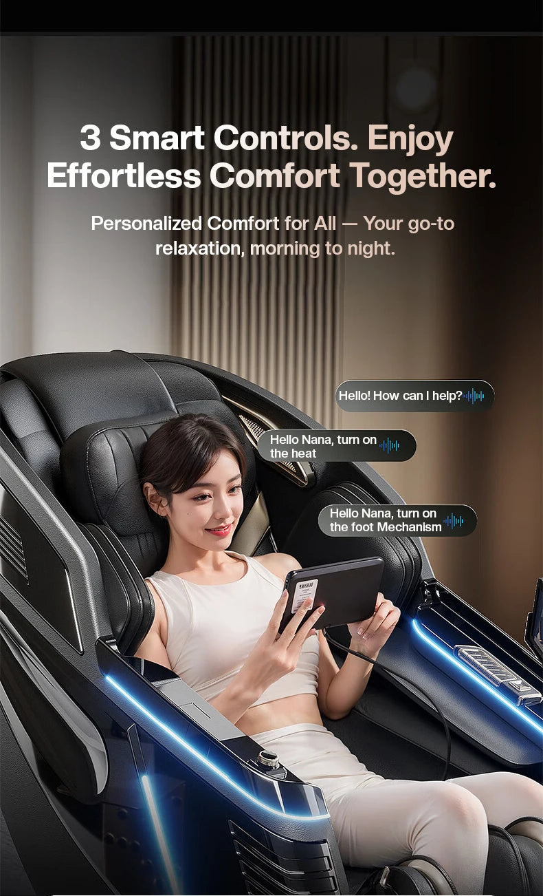 Dual Core Massage Chair Full Body 4D+3D Zero Gravity SL-Track Shiatsu Smart Massage Recliner Chairs with Body Scan, Heating