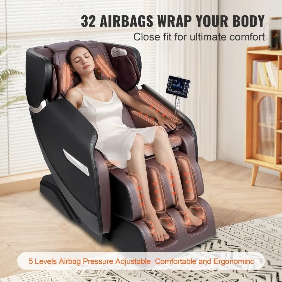 VEVOR Massage Chair Full Body Zero Gravity Recliner with Multi Auto Modes 3D Shiatsu Heating  Speaker Airbag Foot Roller and To
