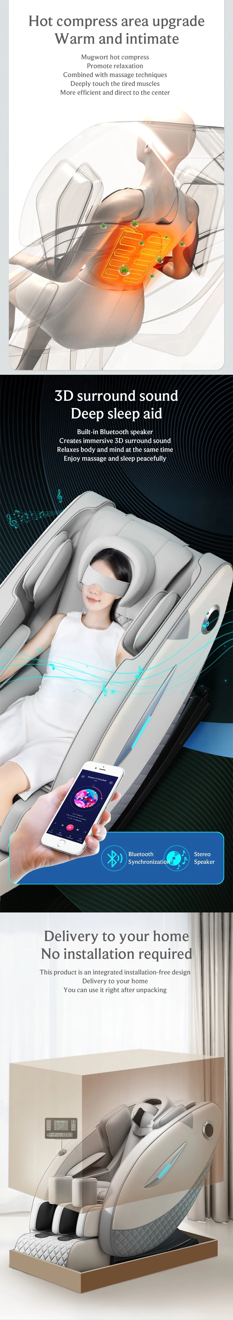 4D Relaxation Massage Chair Full Body 2025 Zero Gravity SL-Track Shiatsu Massage Recliner Chairs with Bluetooth Speaker AI Contr