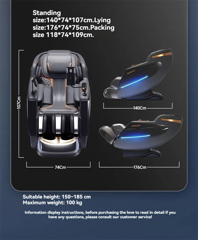 6D+6D Massage Chair Full Body Zero Gravity SL-Track Shiatsu Heating Massage Chairs with Body Scan Yoga Stretch Calf Extension