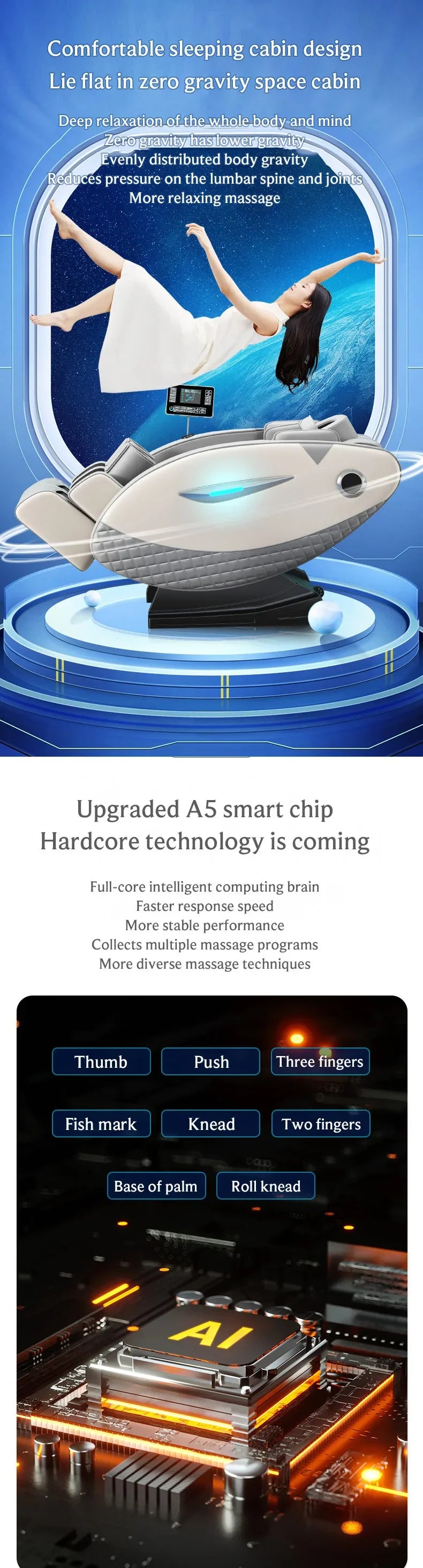 4D Relaxation Massage Chair Full Body 2025 Zero Gravity SL-Track Shiatsu Massage Recliner Chairs with Bluetooth Speaker AI Contr