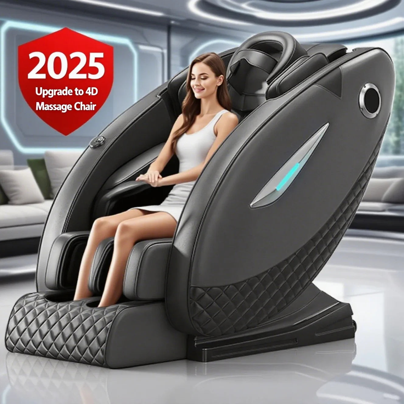 4D Relaxation Massage Chair Full Body 2025 Zero Gravity SL-Track Shiatsu Massage Recliner Chairs with Bluetooth Speaker AI Contr