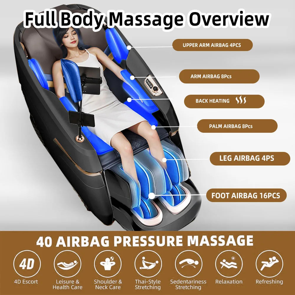 Home & Office 4D Massage Chair – Full Body SL Track, Zero Gravity, Heating, Space-Saving Design | 3-Year Warranty