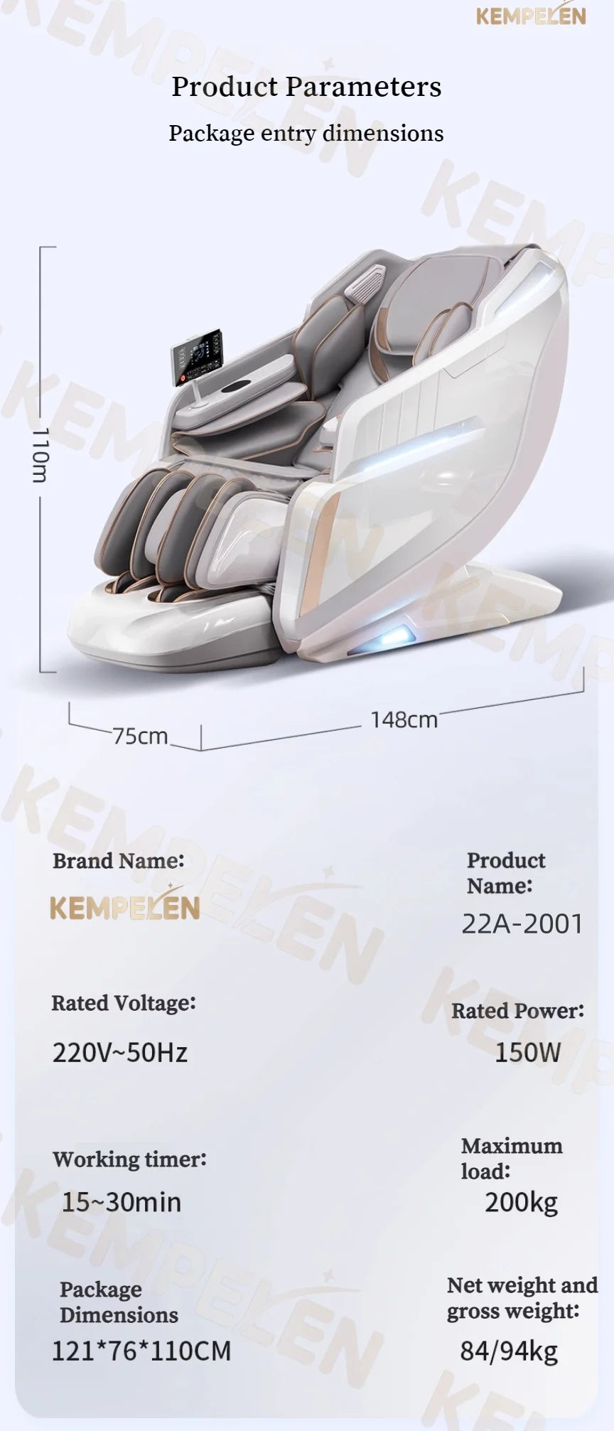 3D Massage Chair SL Track with AI Voice Control | Thai Stretch, Heating, Full Body Airbags, Foot Rollers, Bluetooth Music