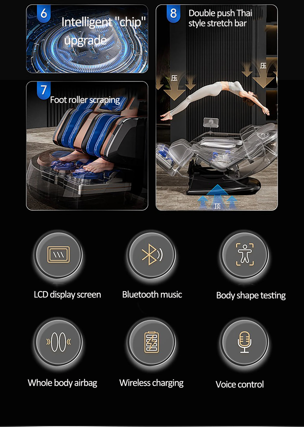 Best 4d Zero Gravity Massage Chair With SL Rail Design Full Body Airbag Massage Foot Rollers Bluetooth Audio Relaxation