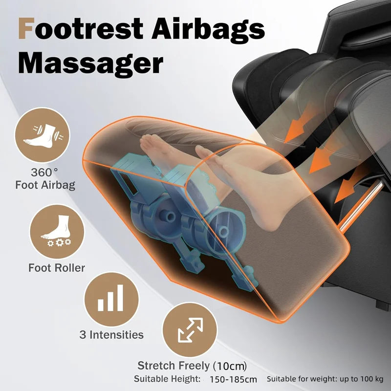 6D+6D Massage Chair Full Body Zero Gravity SL-Track Shiatsu Heating Massage Chairs with Body Scan Yoga Stretch Calf Extension