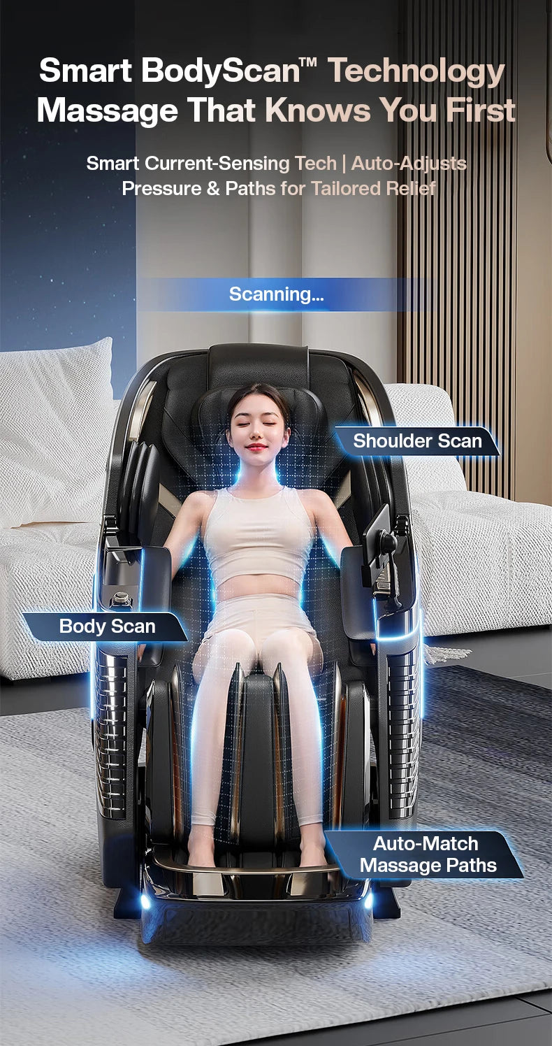 Dual Core Massage Chair Full Body 4D+3D Zero Gravity SL-Track Shiatsu Smart Massage Recliner Chairs with Body Scan, Heating
