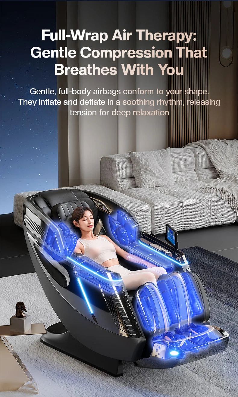 Dual Core Massage Chair Full Body 4D+3D Zero Gravity SL-Track Shiatsu Smart Massage Recliner Chairs with Body Scan, Heating