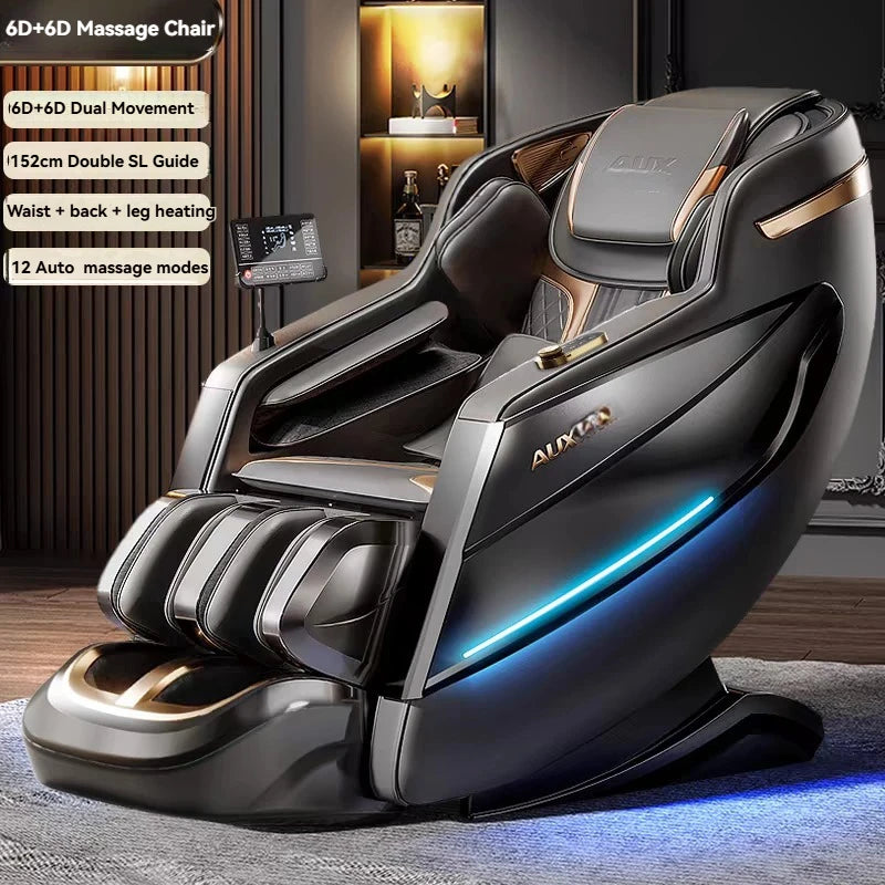 6D+6D Massage Chair Full Body Zero Gravity SL-Track Shiatsu Heating Massage Chairs with Body Scan Yoga Stretch Calf Extension