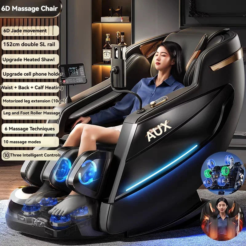 6D+6D Massage Chair Full Body Zero Gravity SL-Track Shiatsu Heating Massage Chairs with Body Scan Yoga Stretch Calf Extension