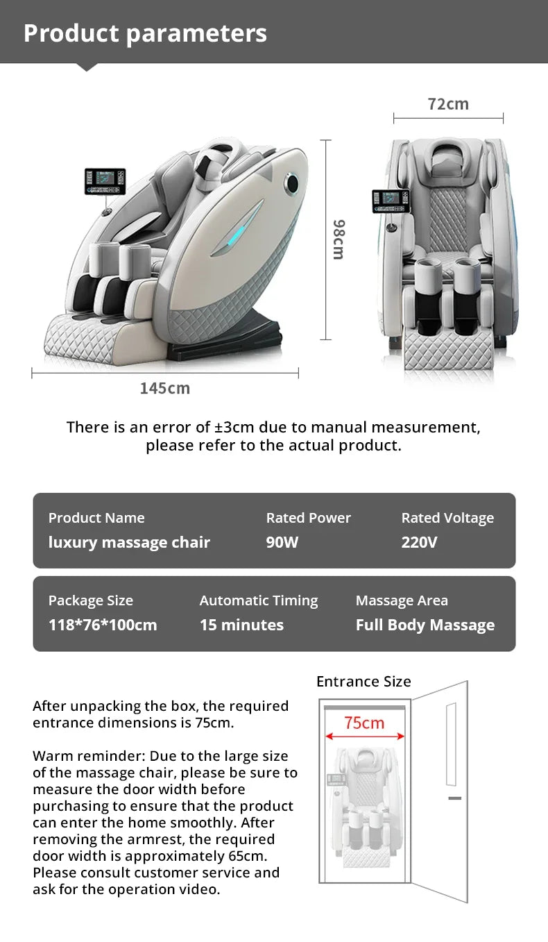UKL-103-Fully Automatic Massage Chair, Bluetooth Heating, HiFi, Zero Gravity, Russian Control Screen, Diversification Roller, Lo