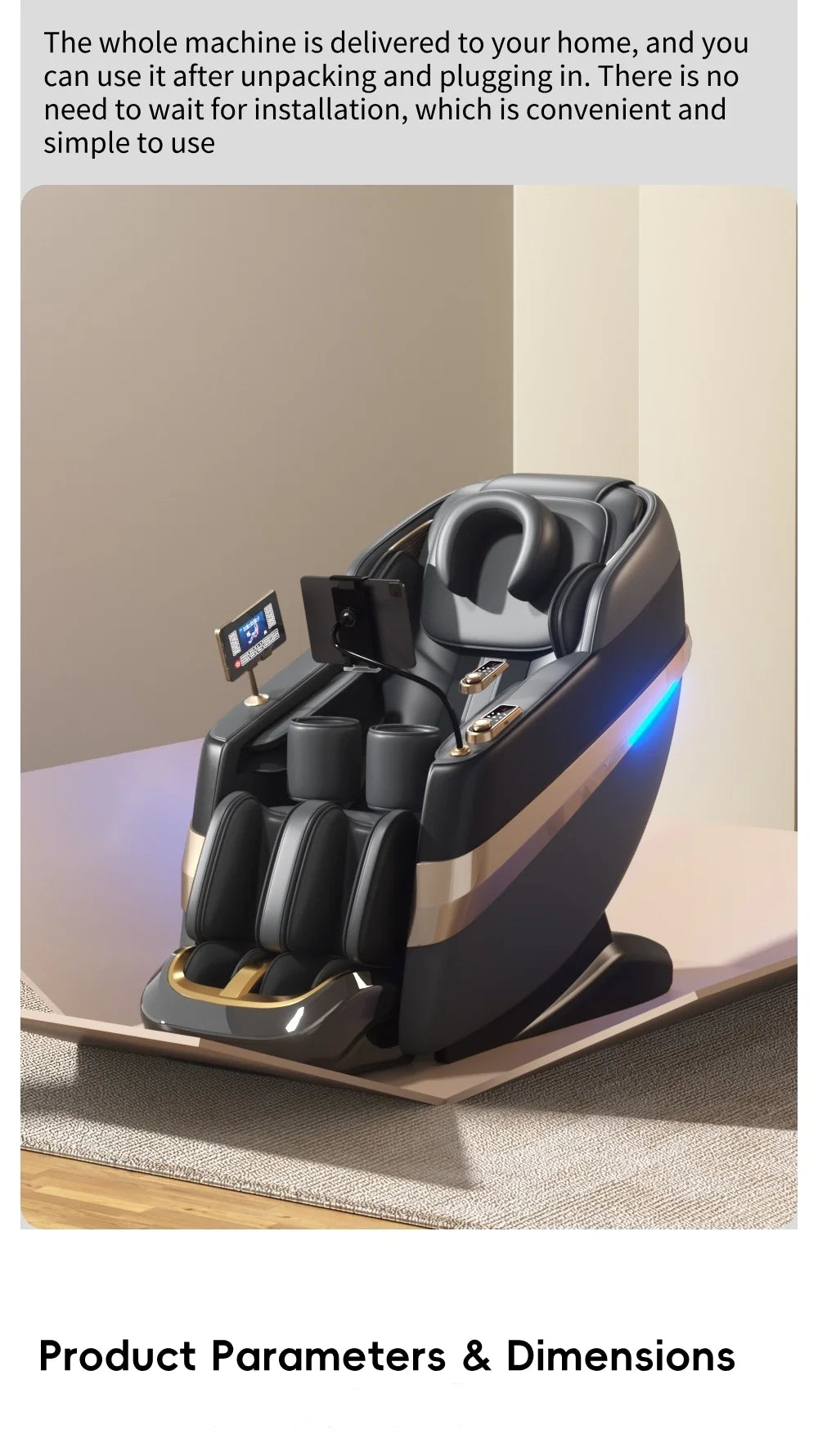 Jade-Inspired 4D Flex Mechanism SL-Track Massage Chair Lotus-Silicone Massage Nodes with Calf Kneading Roller Home Leisure Sofa