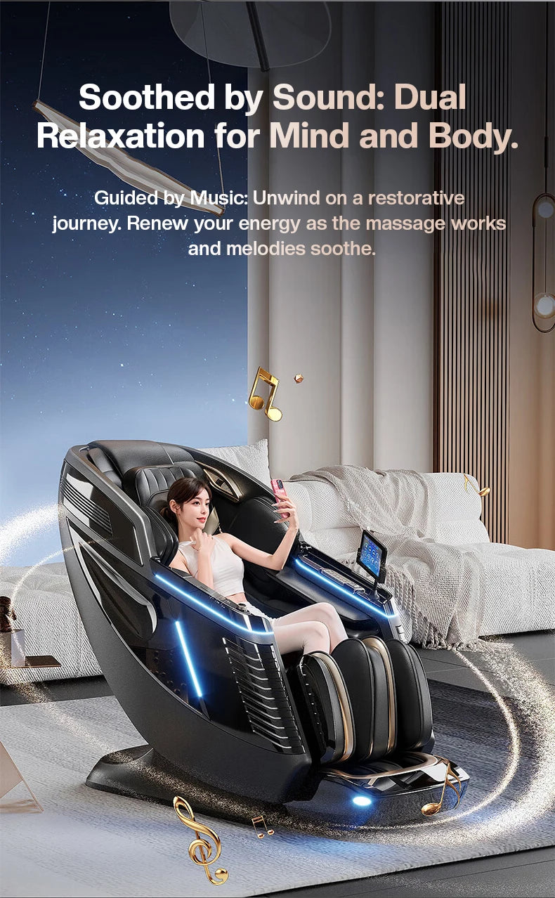 Dual Core Massage Chair Full Body 4D+3D Zero Gravity SL-Track Shiatsu Smart Massage Recliner Chairs with Body Scan, Heating