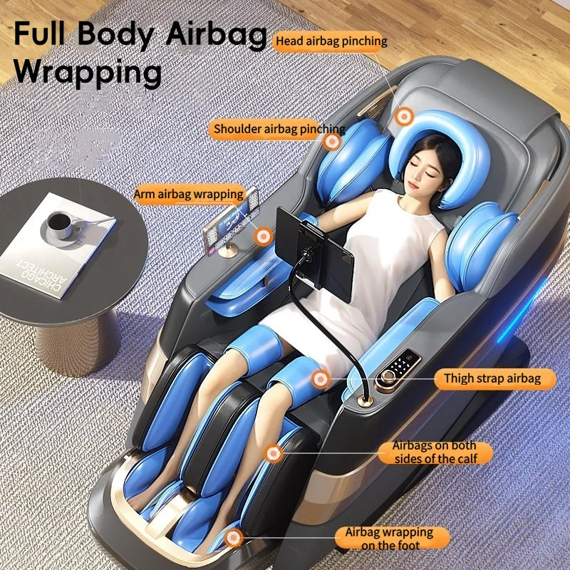 Jade-Inspired 4D Flex Mechanism SL-Track Massage Chair Lotus-Silicone Massage Nodes with Calf Kneading Roller Home Leisure Sofa