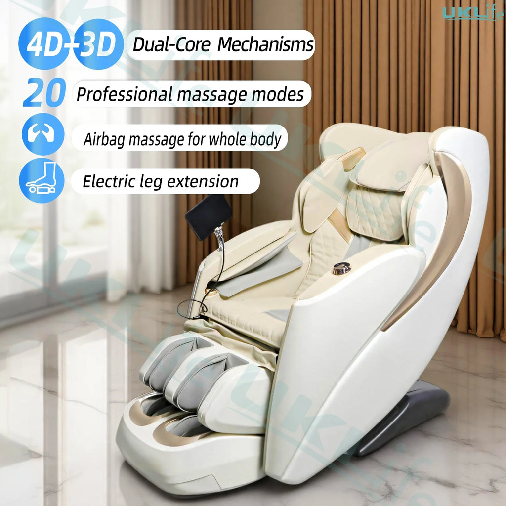 Dual-Core 4D SL-Track Zero Gravity Massage Chair | Full Body Thai Stretch & Foot Extension | 3 Year Warranty Home Luxury Electri