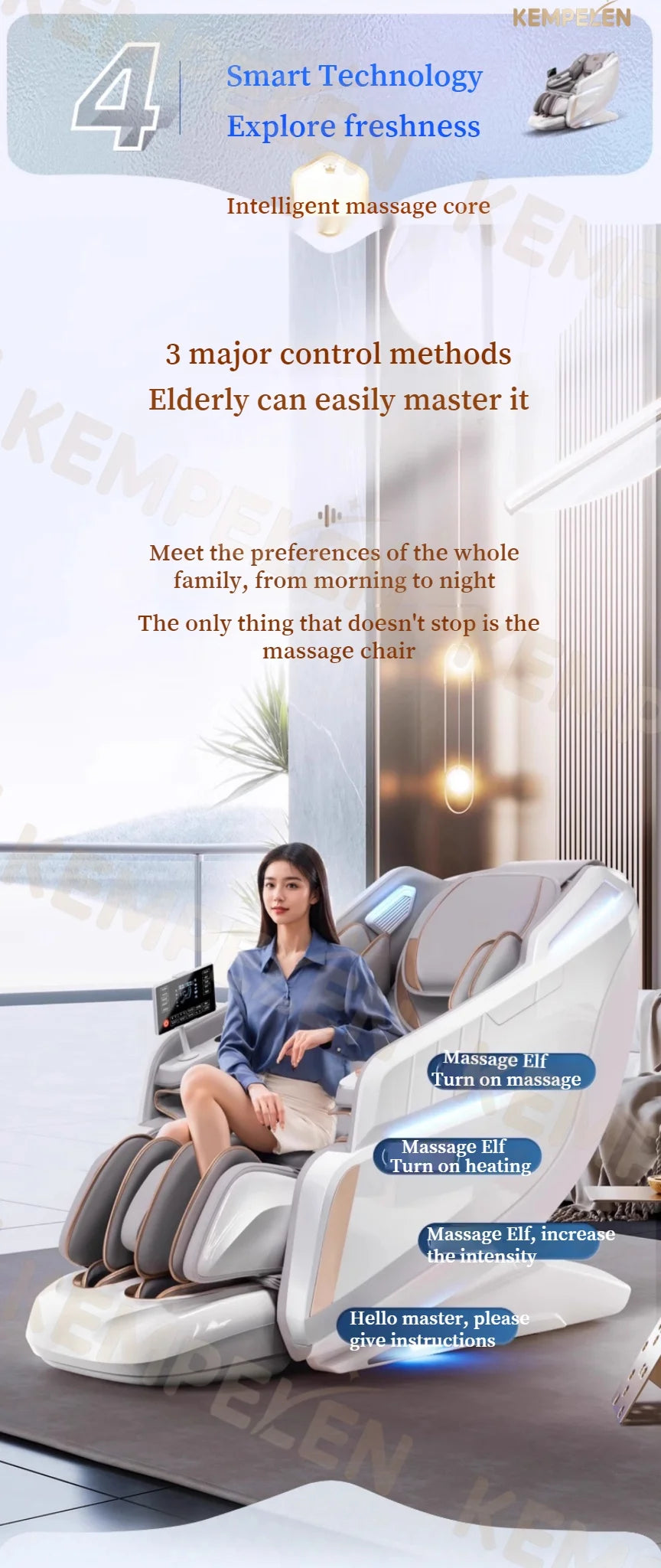 3D Massage Chair SL Track with AI Voice Control | Thai Stretch, Heating, Full Body Airbags, Foot Rollers, Bluetooth Music