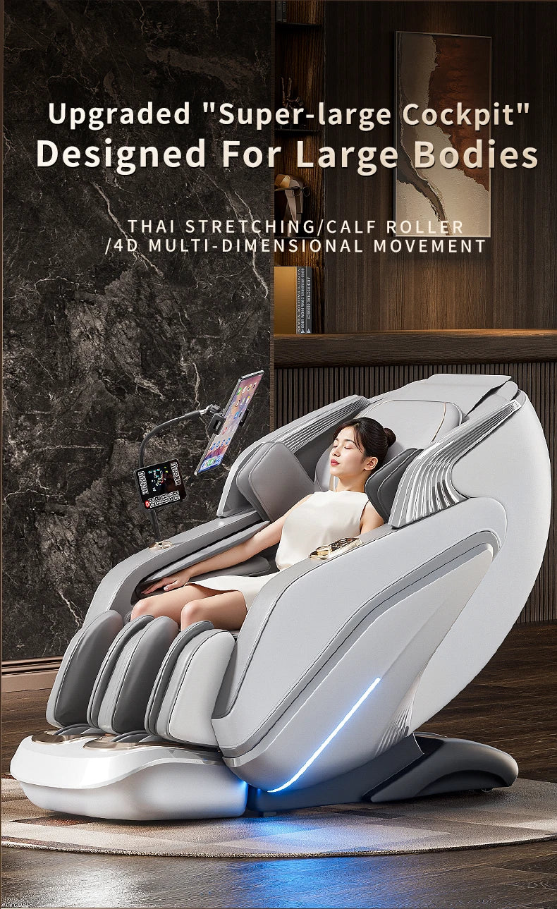 New Upgraded Super-large Cockpit Massage Chair Zero Gravity 4D Full Body Automatic Multifunction Intelligent Home Recliner Sofa