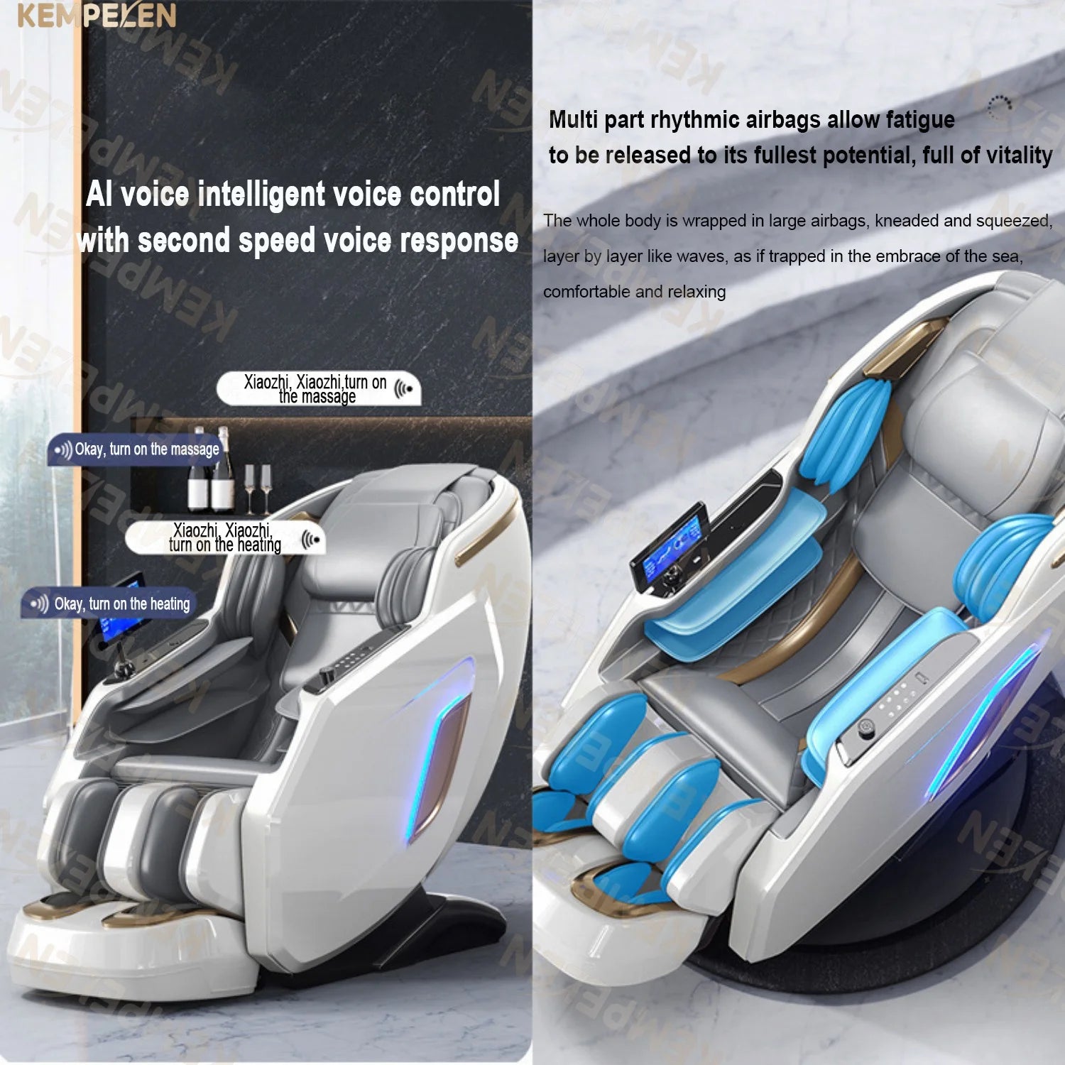 4D Full Body Massage Chair Zero Gravity Thai Stretch Heat Therapy Airbag Compression AI Voice Control for Home Office