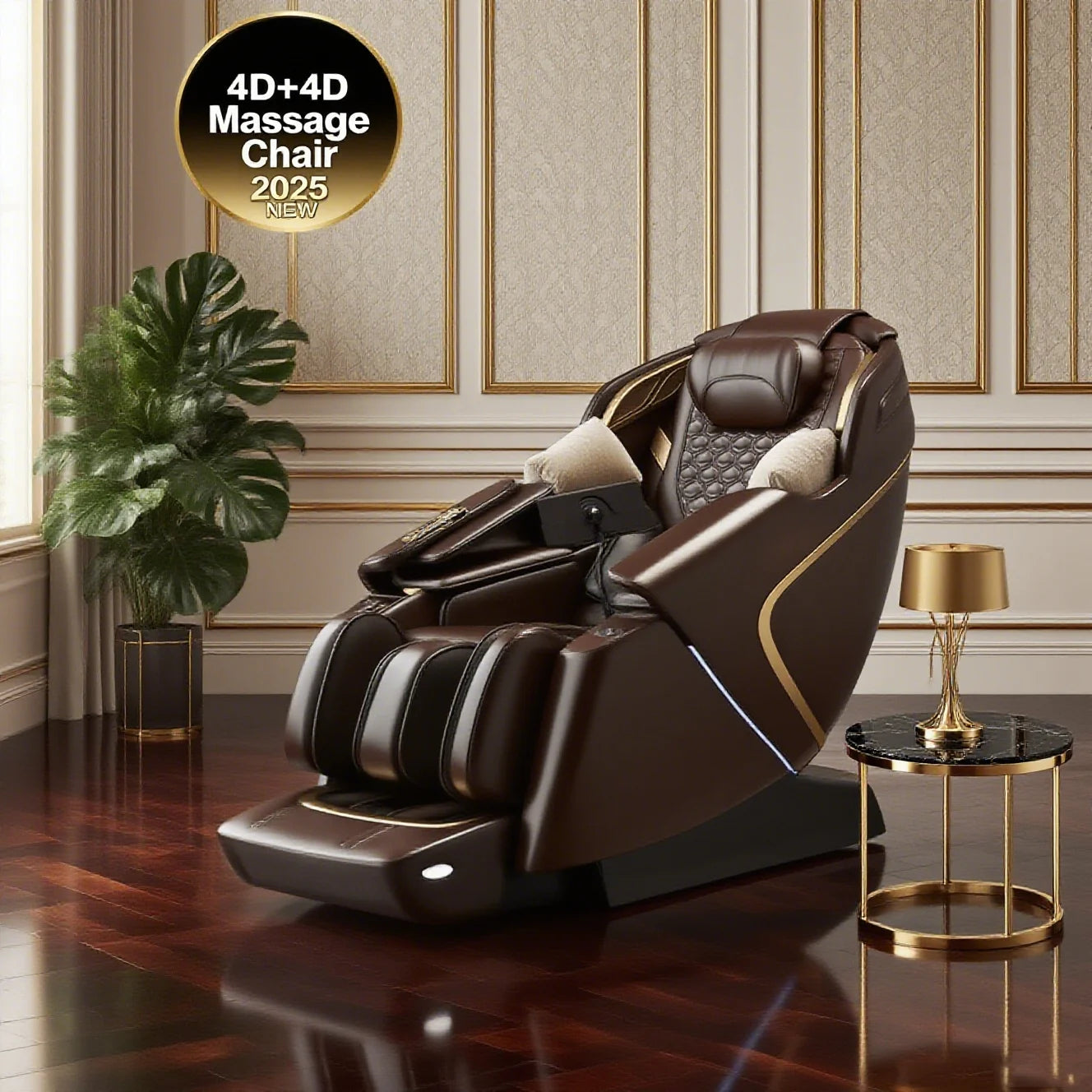 4D+4D Electric Massage Chair Full Body 24 Modes Zero Gravity SL-Track Shiatsu Smart Auto Massage Chairs with Heat System Massage