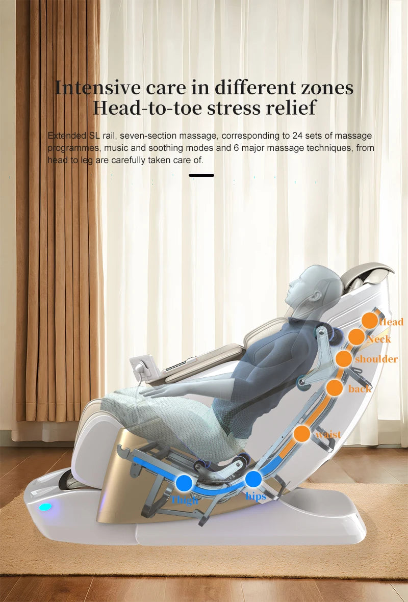 Electric Full Body Massage Chair 4D+3D Zero Gravity SL Track Dual Core Thai Stretch Smart Full Body Relaxation Massage Chairs