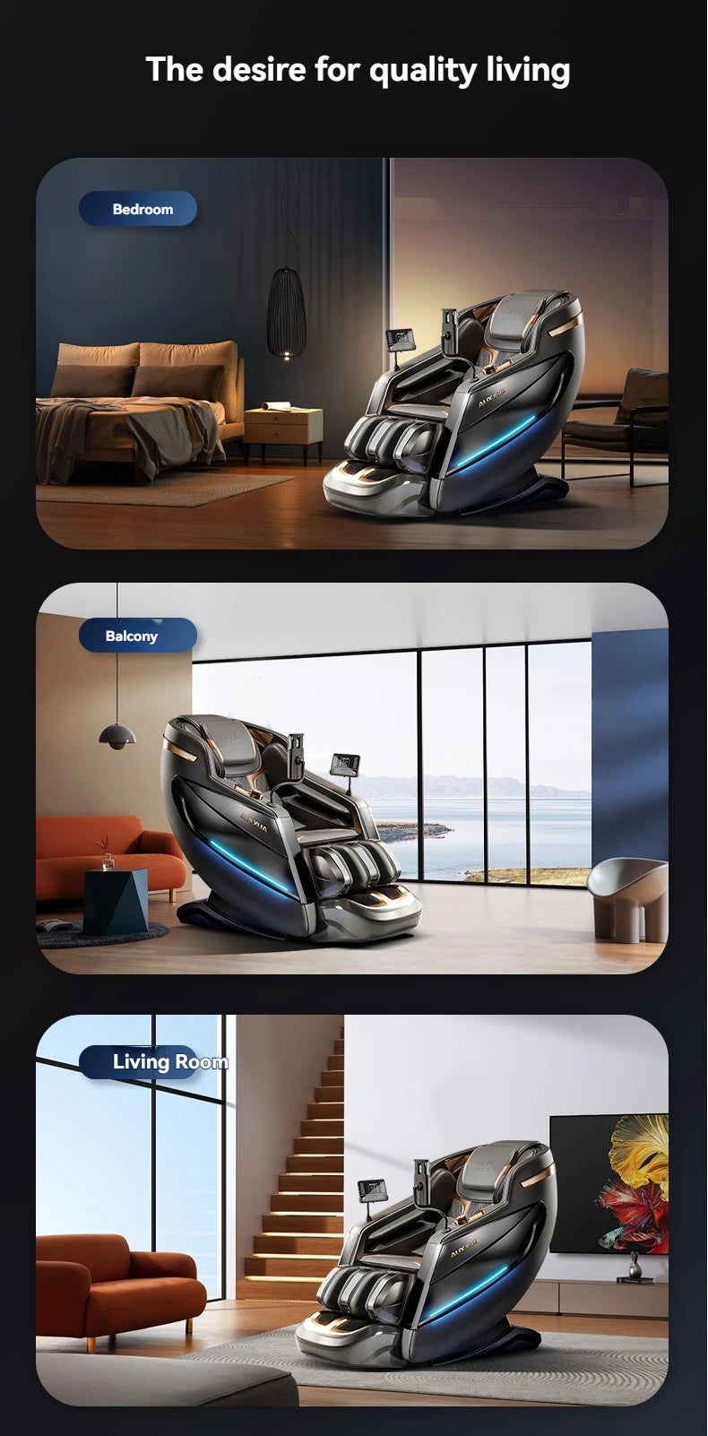 6D+6D Massage Chair Full Body Zero Gravity SL-Track Shiatsu Heating Massage Chairs with Body Scan Yoga Stretch Calf Extension