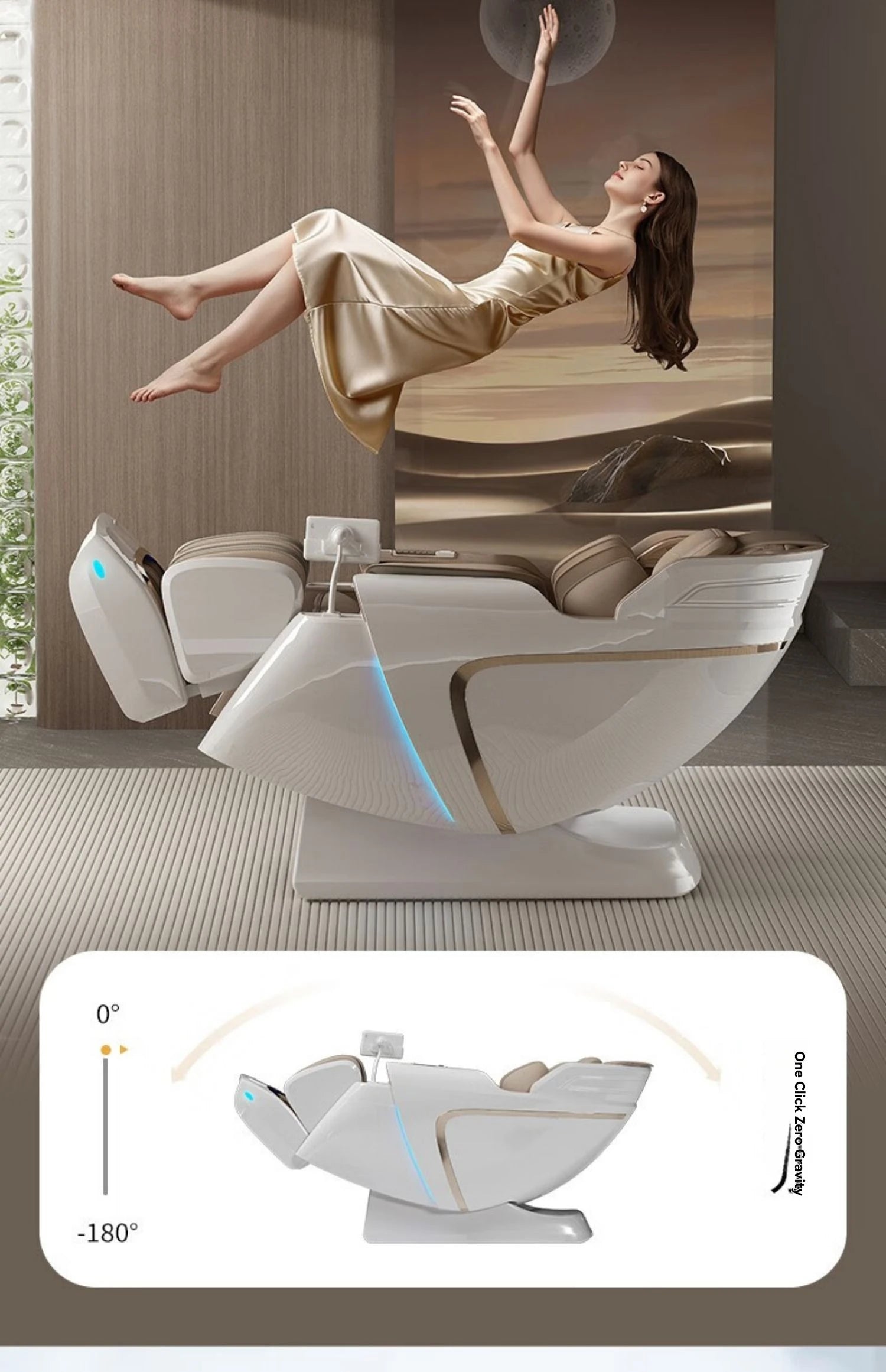 4D+4D Electric Massage Chair Full Body 24 Modes Zero Gravity SL-Track Shiatsu Smart Auto Massage Chairs with Heat System Massage