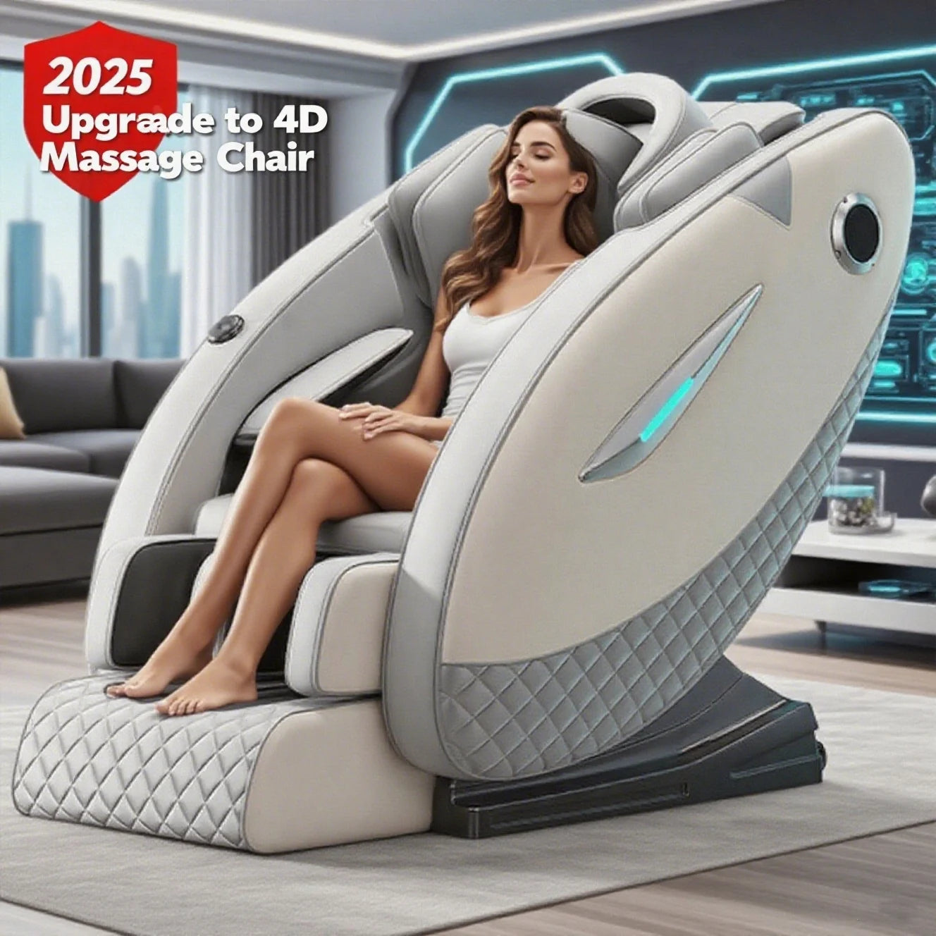 4D Relaxation Massage Chair Full Body 2025 Zero Gravity SL-Track Shiatsu Massage Recliner Chairs with Bluetooth Speaker AI Contr