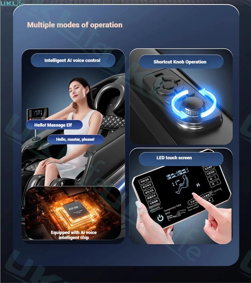 6D Jade 6-Roller Massage Chair w/ Thai Stretch, Zero Gravity & AI Voice - Shiatsu Recliner for Home/Office, 3-Year Warranty