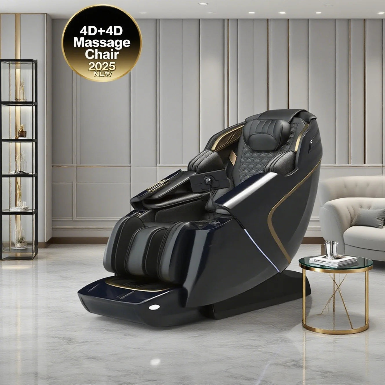 4D+4D Electric Massage Chair Full Body 24 Modes Zero Gravity SL-Track Shiatsu Smart Auto Massage Chairs with Heat System Massage