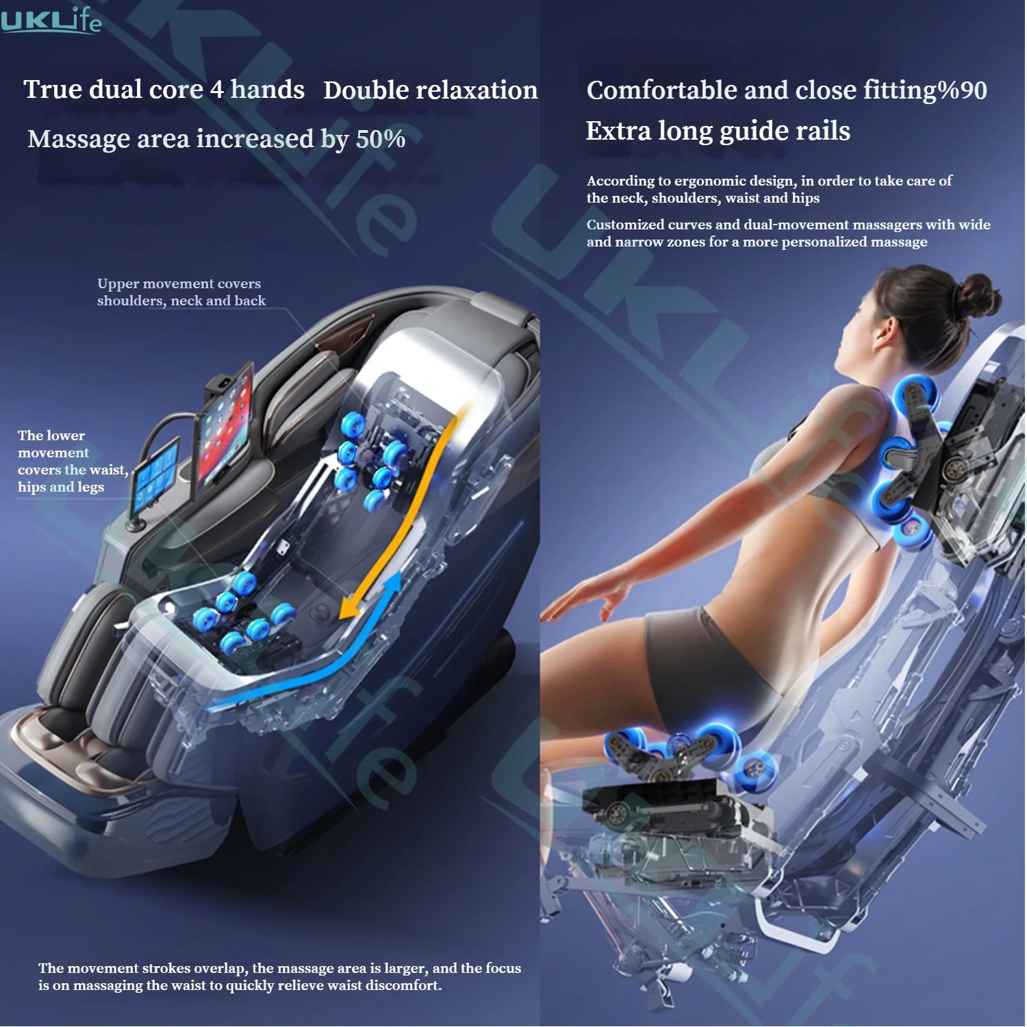 Dual Core 6D Massage Chair with SL Track, Heating Shawl, Thai Stretch & AI Voice - Full Body Zero Gravity Recliner