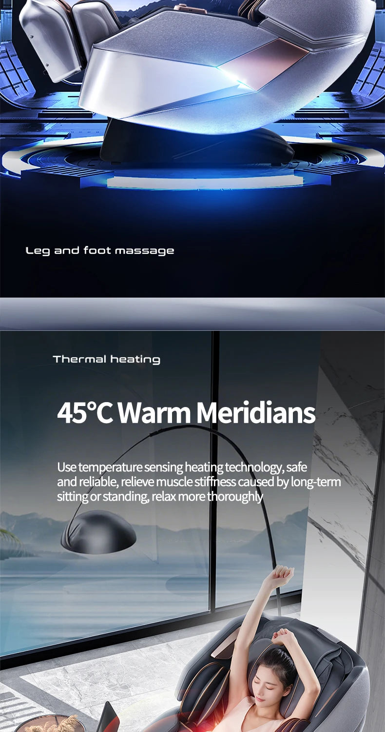 Electric Zero Gravity Massage Chair Leisure Sofa with Longer SL Track Full Body Airbag Knead Shiatsu Calf Roller for Relaxation