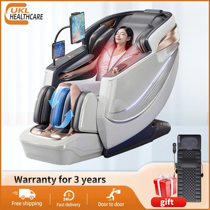 Dual Core 6D Massage Chair with SL Track, Heating Shawl, Thai Stretch & AI Voice - Full Body Zero Gravity Recliner