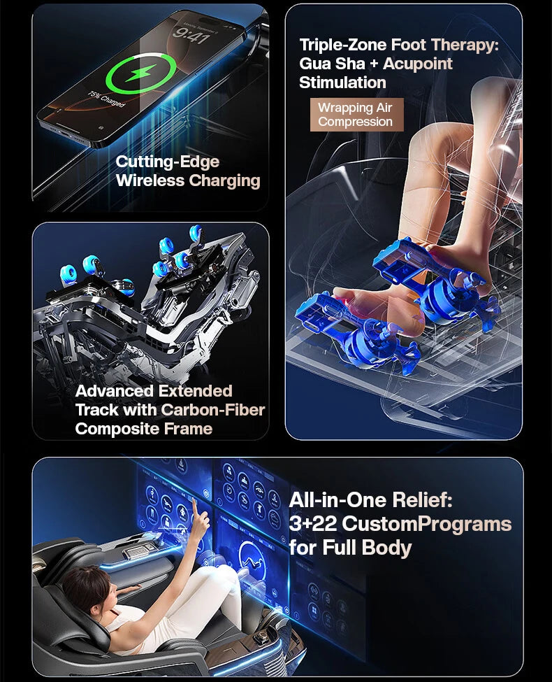 Dual Core Massage Chair Full Body 4D+3D Zero Gravity SL-Track Shiatsu Smart Massage Recliner Chairs with Body Scan, Heating